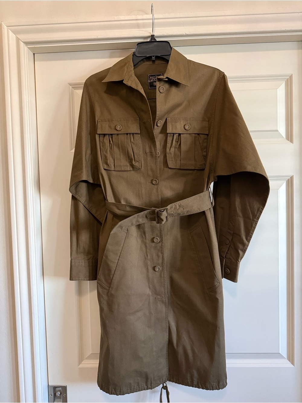 Jean Paul Gaultier Olive Green Belted Trench Coat